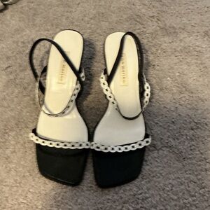 Ann Marino Black and White Heeled Sandals